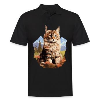 Maine Coon Kitten Maine Coon Cat - Men's Polo Shirt - black - Front - Kai (181cm)