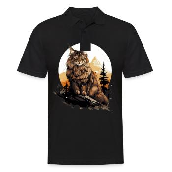 Maine Coon Kätzchen Maine Coon Katze - Männer Poloshirt - Schwarz - Vorne - Kai (181cm)