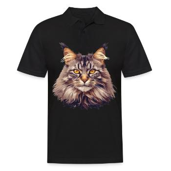 Maine Coon Chaton Maine Coon Chat - Polo Homme - noir - Devant - Kai (181cm)