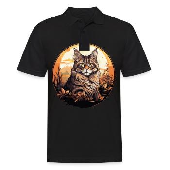 Maine Coon Chaton Maine Coon Chat - Polo Homme - noir - Devant - Kai (181cm)
