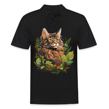 Maine Coon Kitten Maine Coon Cat - Men's Polo Shirt - black - Front - Kai (181cm)