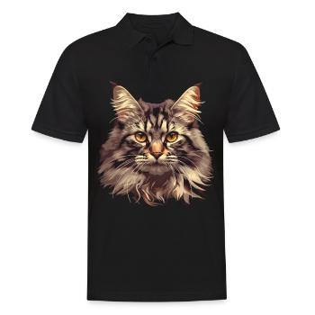 Maine Coon Kätzchen Maine Coon Katze - Männer Poloshirt - Schwarz - Vorne - Kai (181cm)