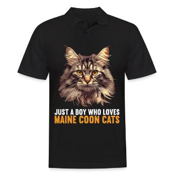 Maine Coon Chaton Maine Coon Chat - Polo Homme - noir - Devant - Kai (181cm)