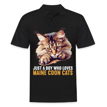 Maine Coon Chaton Maine Coon Chat - Polo Homme - noir - Devant - Kai (181cm)
