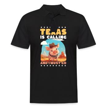Texas-Liebhaber Texas Calling - Männer Poloshirt - Schwarz - Vorne - Kai (181cm)