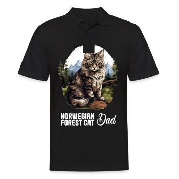 Norwegian Forest Cat Norwegische Waldkatze - Männer Poloshirt - Schwarz - Vorne - Kai (181cm)