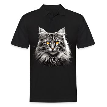 Norwegian Forest Cat Norwegische Waldkatze - Männer Poloshirt - Schwarz - Vorne - Kai (181cm)
