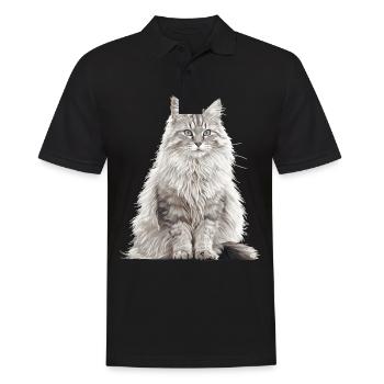 Norwegian Forest Cat Norwegische Waldkatze - Männer Poloshirt - Schwarz - Vorne - Kai (181cm)