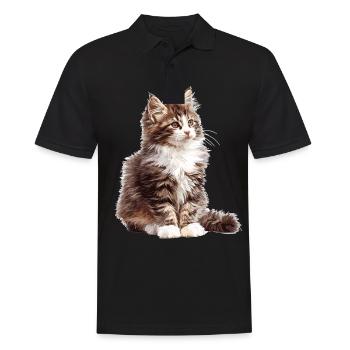 Norwegian Forest Cat Norwegische Waldkatze - Männer Poloshirt - Schwarz - Vorne - Kai (181cm)