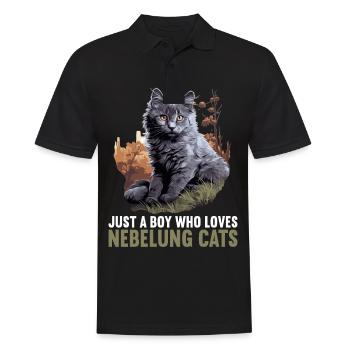 Chaton Nebelung Chat Nebelung - Polo Homme - noir - Devant - Kai (181cm)