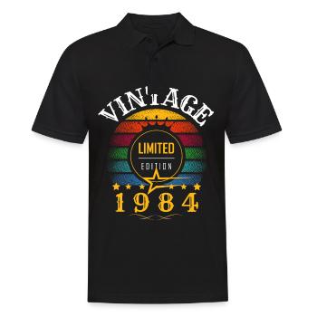 Vintage - rétro année 1984 Sunset - Polo Homme - noir - Devant - Kai (181cm)