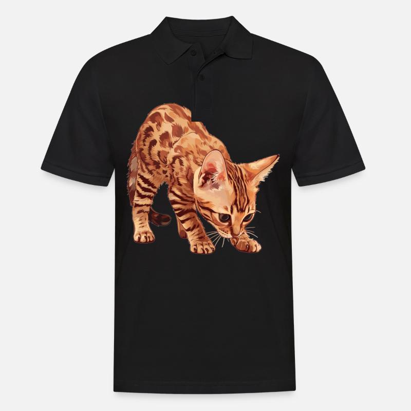 Ocicat Chaton Ocicat Chat - Polo Homme - noir