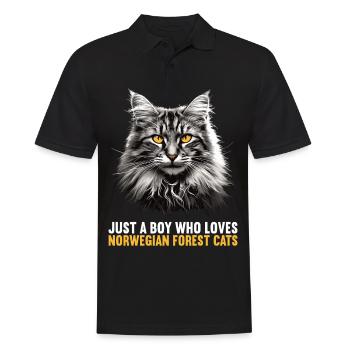 Norwegian Forest Cat Norwegische Waldkatze - Männer Poloshirt - Schwarz - Vorne - Kai (181cm)