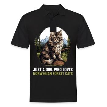 Norwegian Forest Cat Norwegische Waldkatze - Männer Poloshirt - Schwarz - Vorne - Kai (181cm)