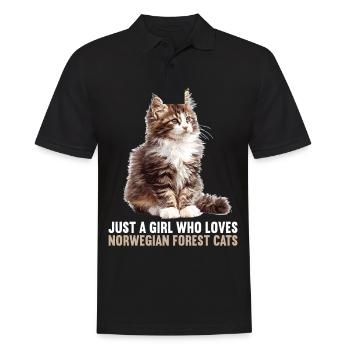 Norwegian Forest Cat Norwegische Waldkatze - Männer Poloshirt - Schwarz - Vorne - Kai (181cm)