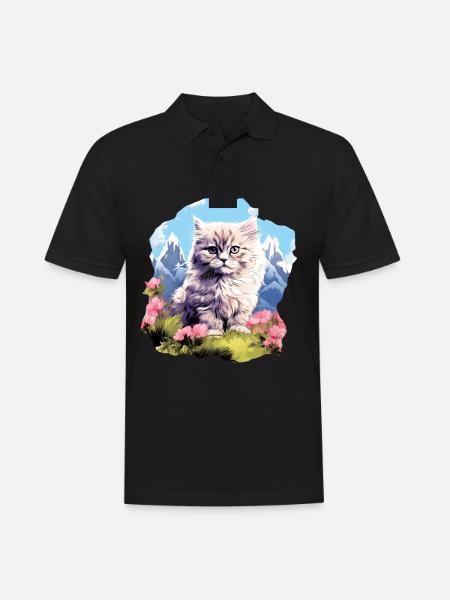 Persian Cat Perserkatze - Männer Poloshirt - Schwarz