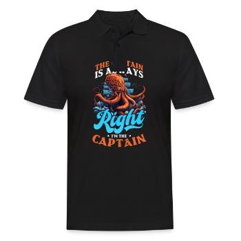 Bootskapitän hat immer Recht, ich bin Kapitän - Männer Poloshirt - Schwarz - Vorne - Kai (181cm)
