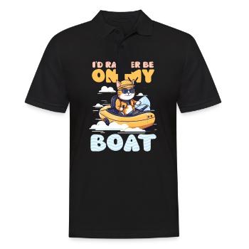 Bootfahren Lieber auf meinem Boot - Männer Poloshirt - Schwarz - Vorne - Kai (181cm)