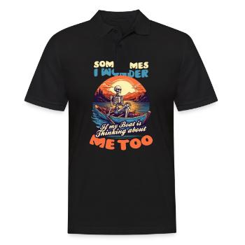 Bootfahren Ich frage mich, ob das Boot auch an mich denkt - Männer Poloshirt - Schwarz - Vorne - Kai (181cm)