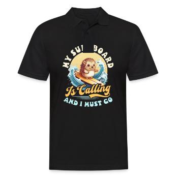 Surfer Surfbrett ruft Ich gehe - Männer Poloshirt - Schwarz - Vorne - Kai (181cm)