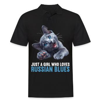Chat bleu russe Russisch Blau Katze - Polo Homme - noir - Devant - Kai (181cm)