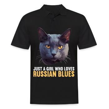 Chat bleu russe Russisch Blau Katze - Polo Homme - noir - Devant - Kai (181cm)