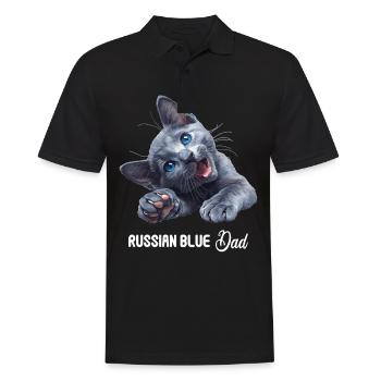Chat bleu russe Russisch Blau Katze - Polo Homme - noir - Devant - Kai (181cm)