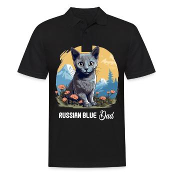 Chat bleu russe Russisch Blau Katze - Polo Homme - noir - Devant - Kai (181cm)
