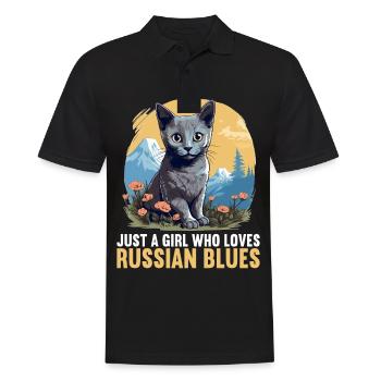 Chat bleu russe Russisch Blau Katze - Polo Homme - noir - Devant - Kai (181cm)