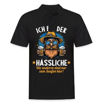 Der Hässliche heiratet JGA Junggesellenabschied - Männer Poloshirt - Schwarz - Vorne - Kai (181cm)