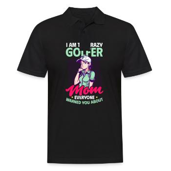 Golfende Mutter Verrückte Mutter gewarnt - Männer Poloshirt - Schwarz - Vorne - Kai (181cm)