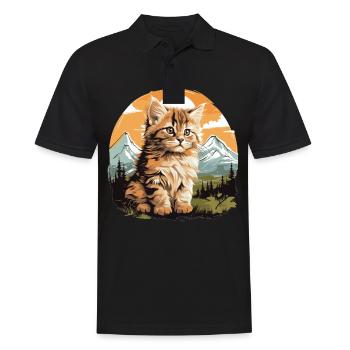 Siberian Cat Sibirische Katze - Männer Poloshirt - Schwarz - Vorne - Kai (181cm)