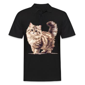 Chat Sibérien Sibirische Katze - Polo Homme - noir - Devant - Kai (181cm)