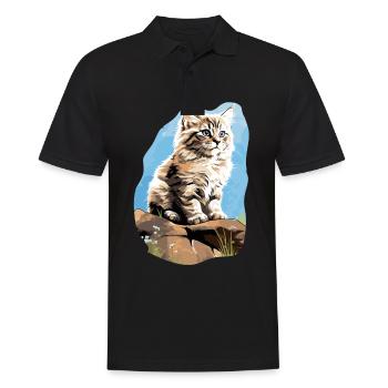 Chat sibérien Sibirische Katze - Polo Homme - noir - Devant - Kai (181cm)