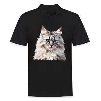 Chat sibérien Sibirische Katze - Polo Homme - noir - Devant - Kai (181cm)