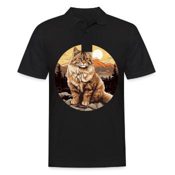 Chat sibérien Sibirische Katze - Polo Homme - noir - Devant - Kai (181cm)
