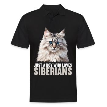 Siberian Cat Sibirische Katze - Männer Poloshirt - Schwarz - Vorne - Kai (181cm)