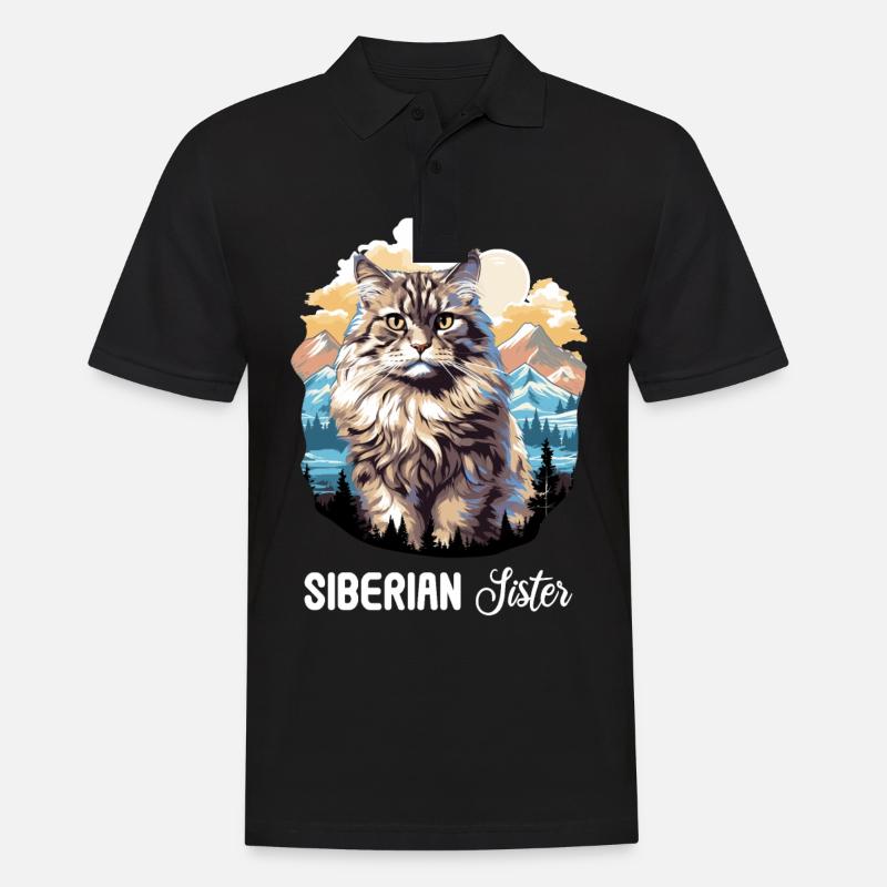 Chat Sibérien Sibirische Katze - Polo Homme - noir