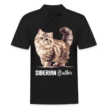 Siberian Cat Sibirische Katze - Männer Poloshirt - Schwarz - Vorne - Kai (181cm)