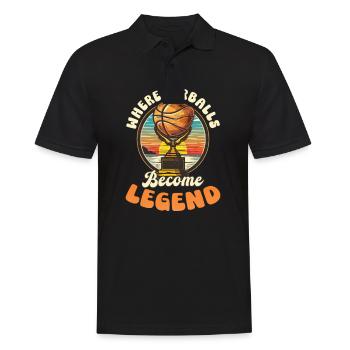 Straßenbasketball, bei dem Luftbälle zur Legende werden - Männer Poloshirt - Schwarz - Vorne - Kai (181cm)