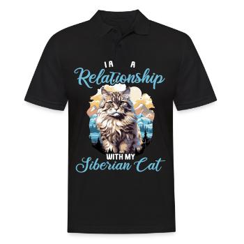 Siberian Cat Sibirische Katze - Männer Poloshirt - Schwarz - Vorne - Kai (181cm)