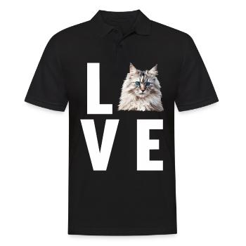 Siberian Cat Sibirische Katze - Männer Poloshirt - Schwarz - Vorne - Kai (181cm)