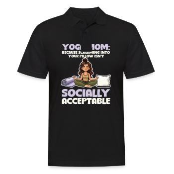 Yoga-Mama, die ins Kissen schreit, ist nicht akzeptabel - Männer Poloshirt - Schwarz - Vorne - Kai (181cm)