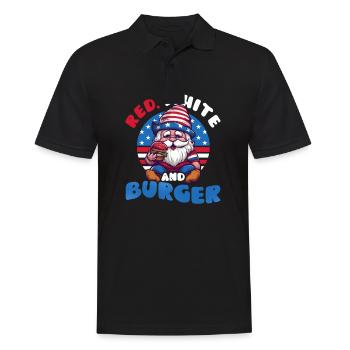 4 juillet Gnome américain rouge blanc et burger - Polo Homme - noir - Devant - Kai (181cm)