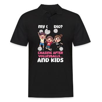 Volleyball Mom Cardio Chasing Volleyballs And Kids - Men's Polo Shirt - black - Front - Kai (181cm)