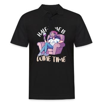 Lacrosse Mama Halbzeit ist Weinzeit - Männer Poloshirt - Schwarz - Vorne - Kai (181cm)