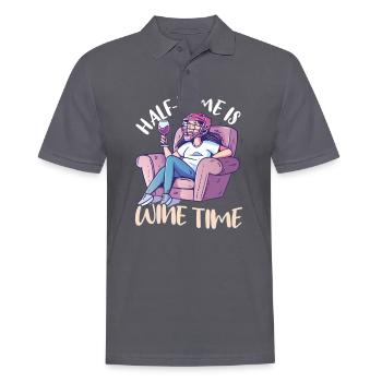 Lacrosse Mama Halbzeit ist Weinzeit - Männer Poloshirt - Anthrazit - Vorne - Nico (186cm)