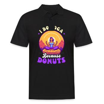 Donut, mach Yoga wegen der Donuts - Männer Poloshirt - Schwarz - Vorne - Kai (181cm)