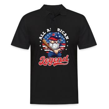 4. Juli Baseball All American Legend - Männer Poloshirt - Schwarz - Vorne - Kai (181cm)