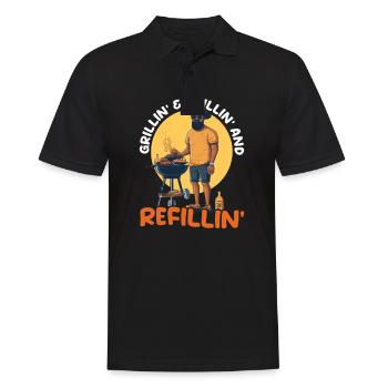 Fathers Day BBQ Grillin Chillin Refillin - Men's Polo Shirt - black - Front - Kai (181cm)